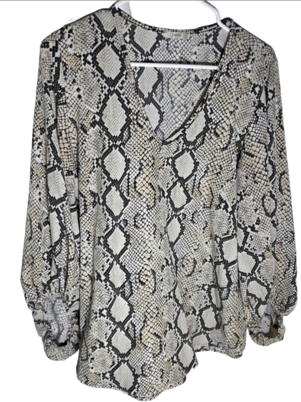 Women's Jodifl Snake Print Blouse Size M Beige Black Animal Print sexy going out
